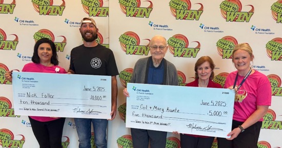  (left to right): Melissa Griffith, CHI Health St. Francis Foundation Director, Nick Faller, Gil Kuntz, Mary Kuntz and Morgan Rader, Foundation Coordinator at last year’s Ticket to Win fundraiser. Nick Faller of Hampton, NE was the big winner of CHI Health St. Francis Foundation’s annual Ticket to Win raffle drawing on June 5, 2025. Faller’s ticket was drawn for the $10,000 grand prize during the annual free social event held at the hospital. The hospital’s premier fundraiser also awarded a $5,000 prize to Gil and Mary Kuntz from Grand Island.