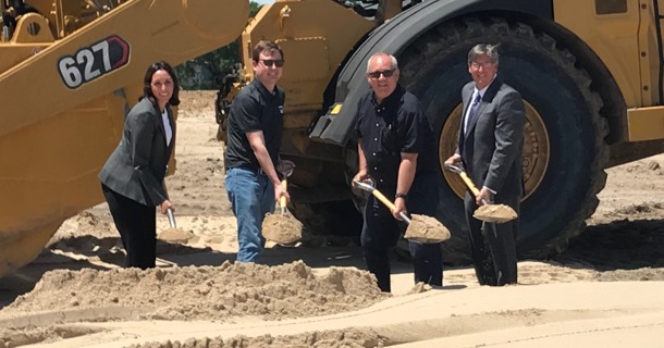 (L to R) Vicki Kramer, Director, NDOT,  Todd Allen, Project Manager, Werner Construction, Inc., Wes Wahlgren, Division Engineer, NDOT District 4, Mayor Roger Steele, City of Grand Island