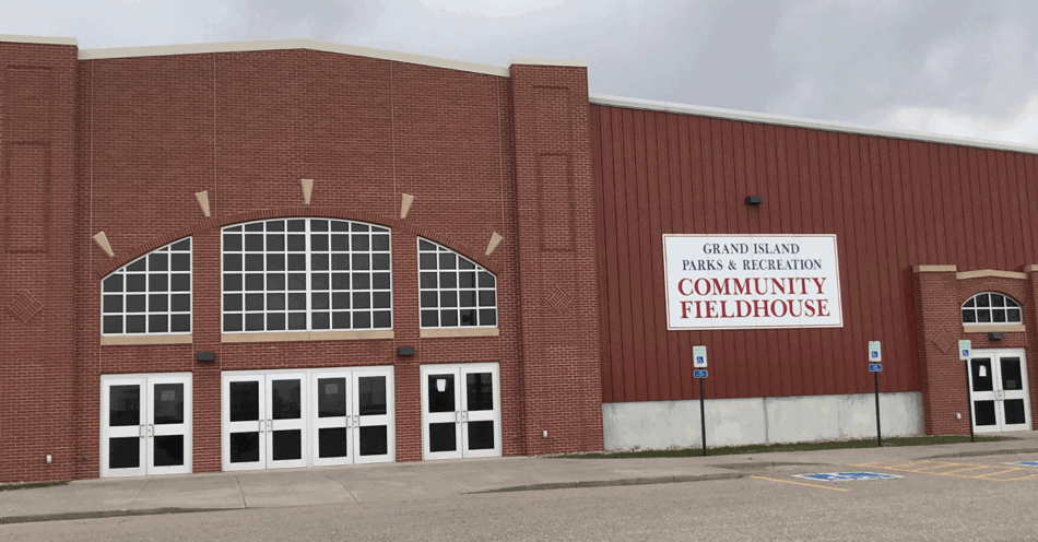Front of the Grand Island Community Fieldhouse.