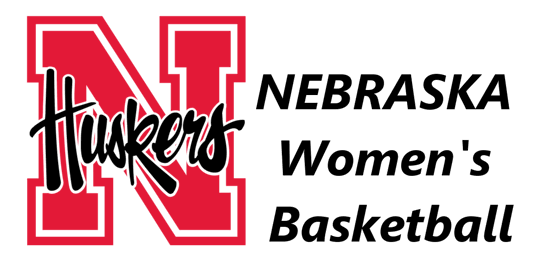 Husker Mascot logo on the left and the words Nebraska Women's Basketball on the right.